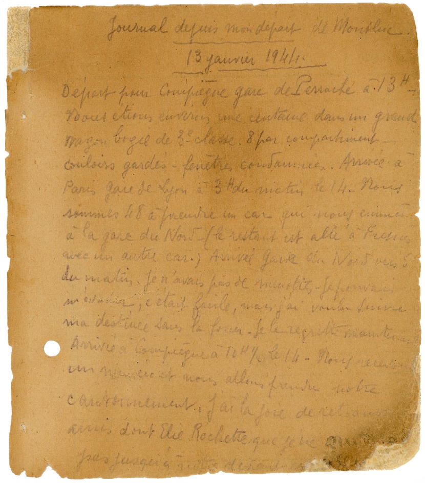 Seite aus dem Tagebuch von Henri Sautereau 1944/45