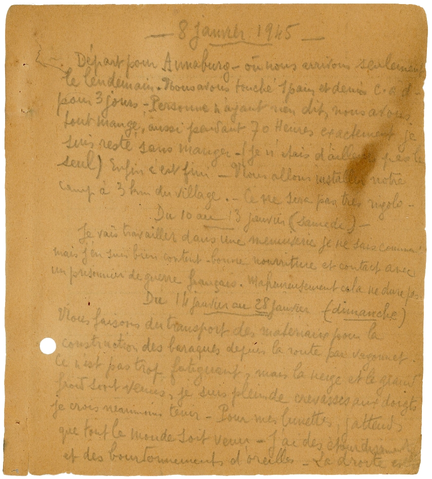 Seite aus dem Tagebuch von Henri Sautereau 1944/45