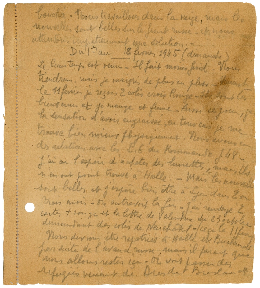 Seite aus dem Tagebuch von Henri Sautereau 1944/45