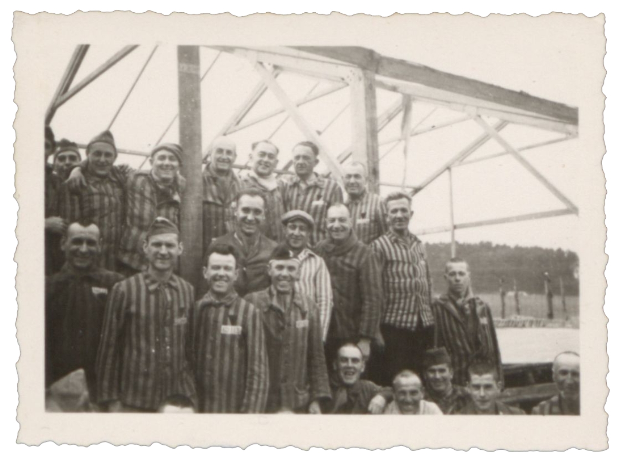 Befreite Häftlinge im Lager am Buchberg, nach dem 12. April 1945