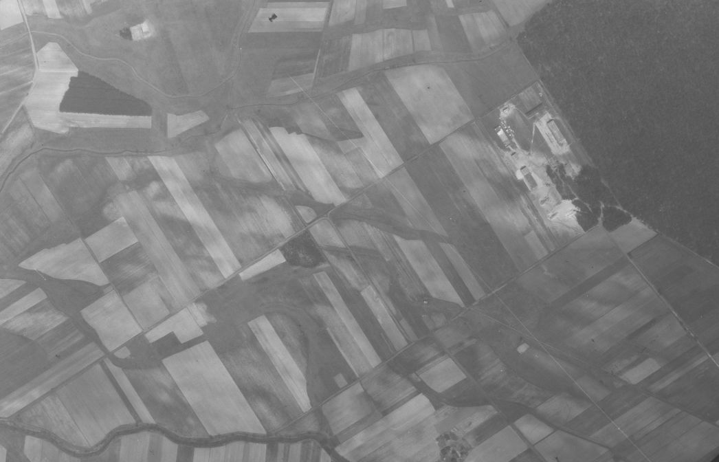 Das Lagerareal in Annaburg. Aufnahme der alliierten Luftaufklärung, 13. April 1945 (Ausschnitt)