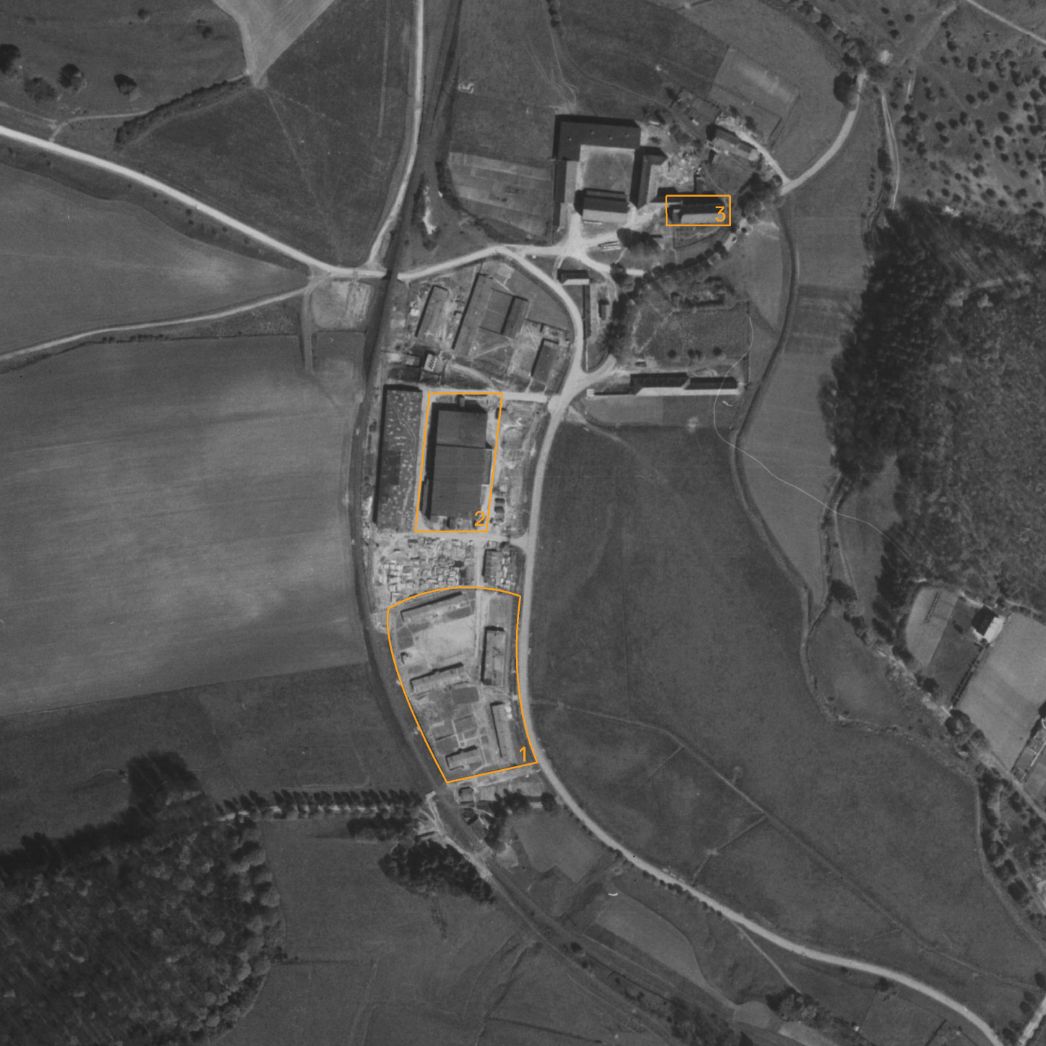 Luftbild von Brunshausen mit Markierungen