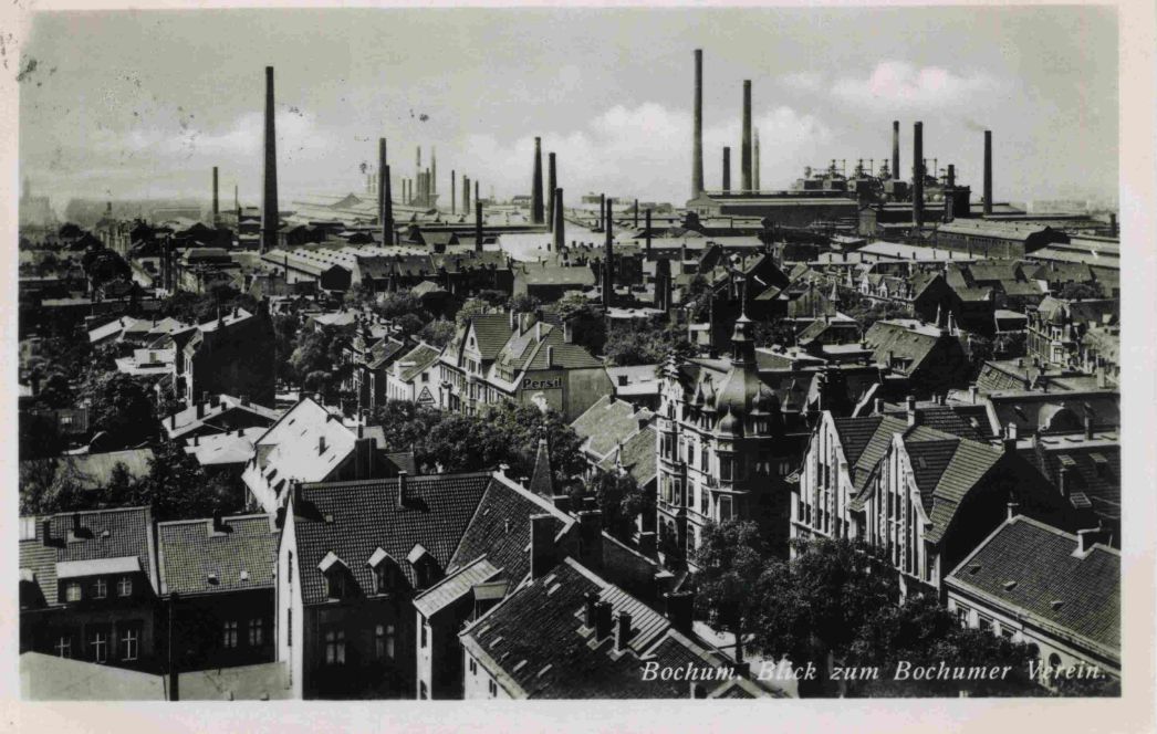 Blick zum Betriebsgelände des Bochumer Vereins, Ansichtskarte 1937