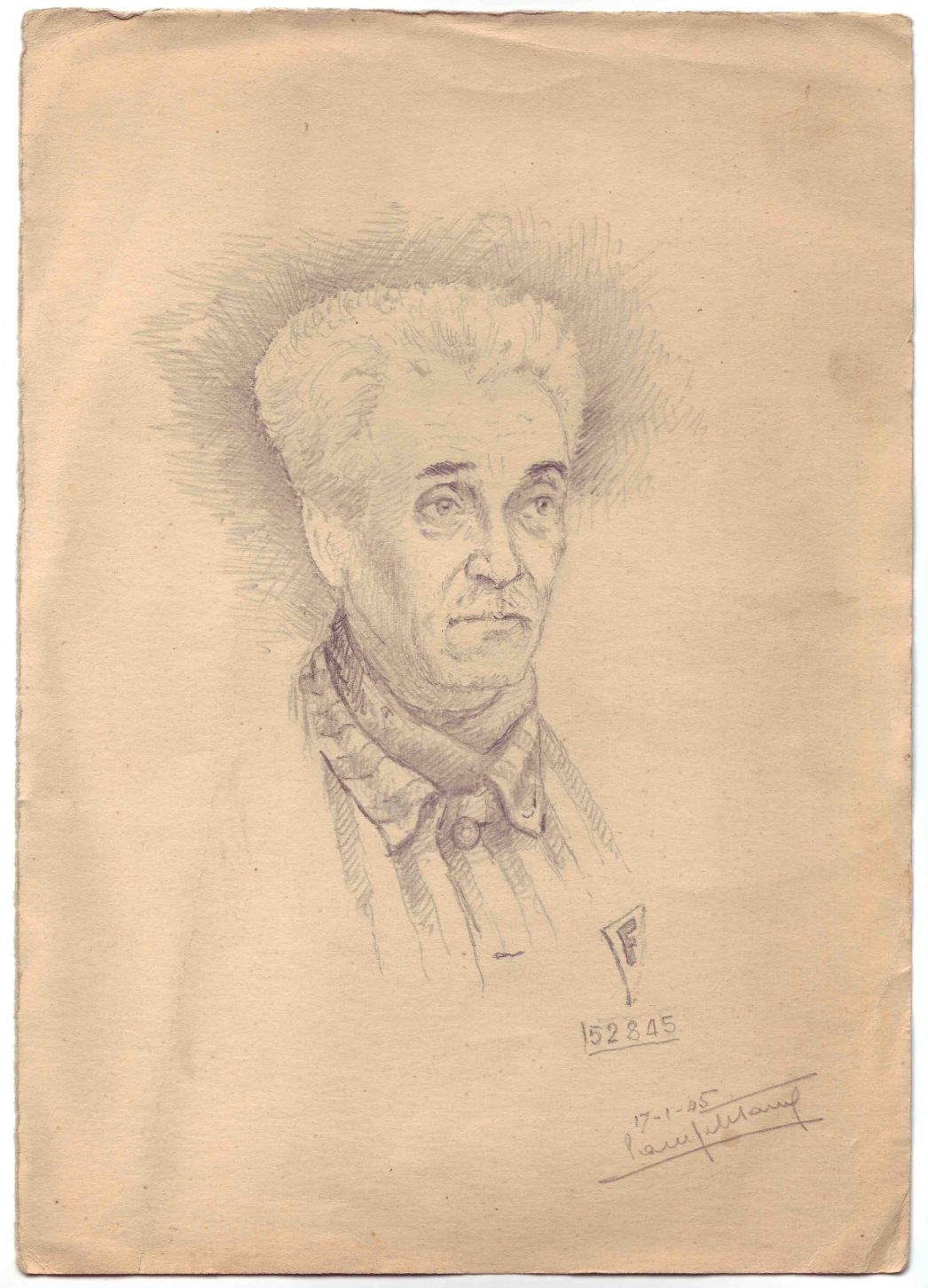 Armand Roux. Zeichnung von Camille Delétang, 17. Januar 1945