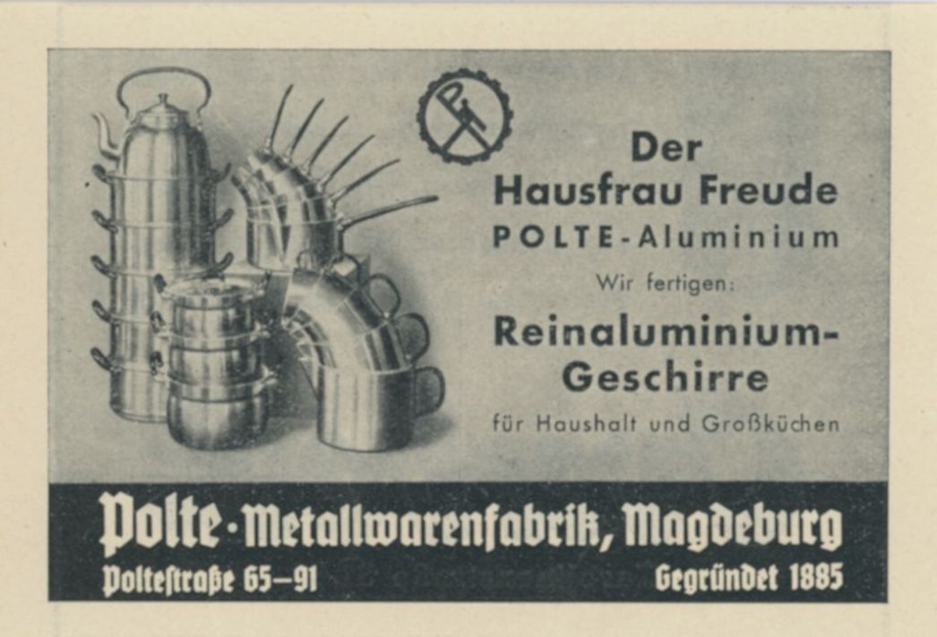 Werbeanzeige der Poltewerke, um 1936.