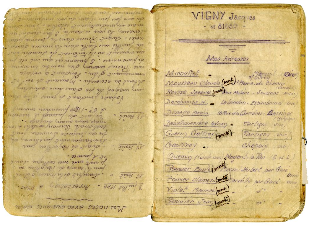 Seiten aus dem Tagebuch von Jacques Vigny, 1944/45